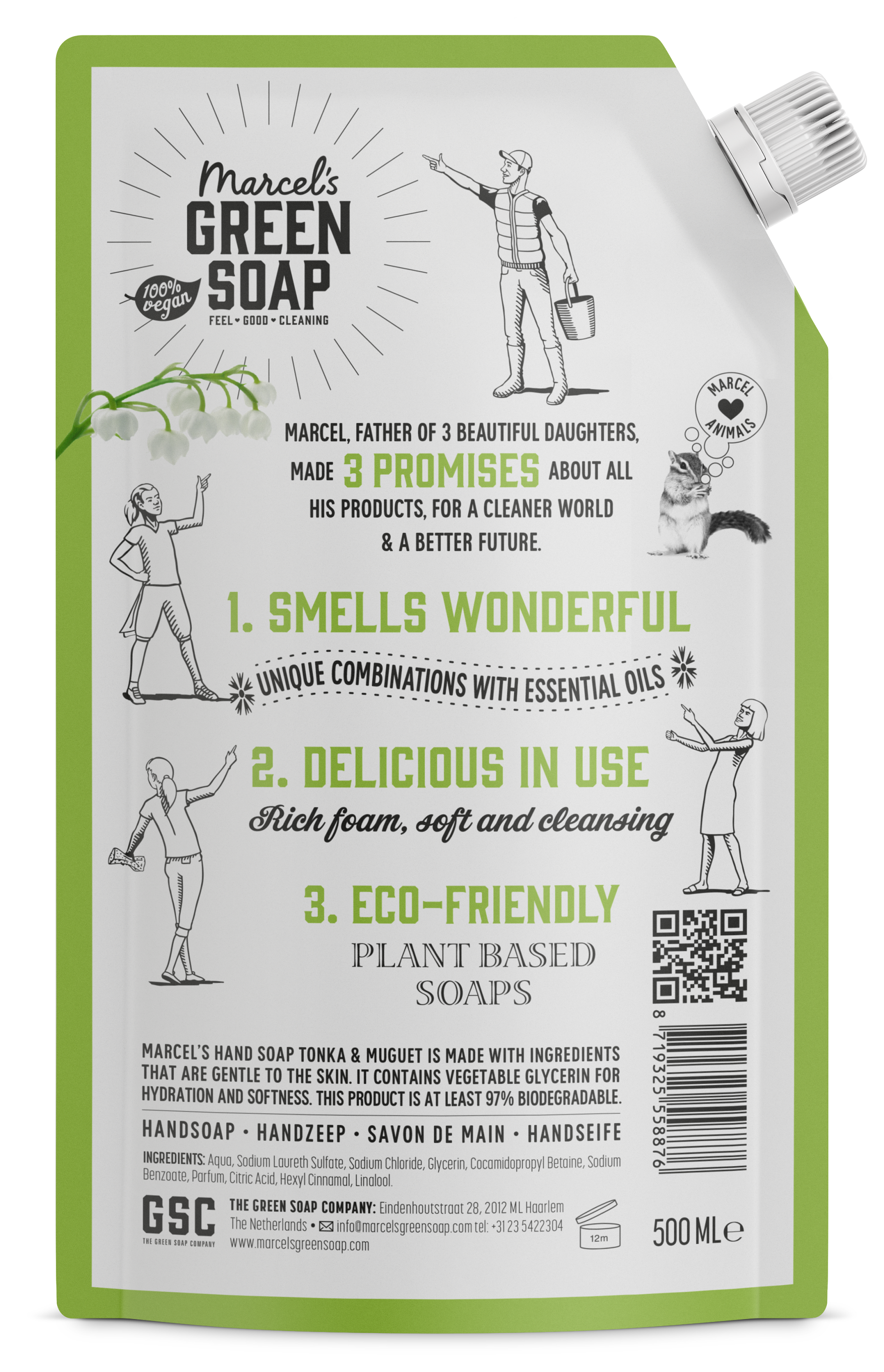 Marcel's Green Soap Handzeep tonka & muguet navul 500 Milliliter