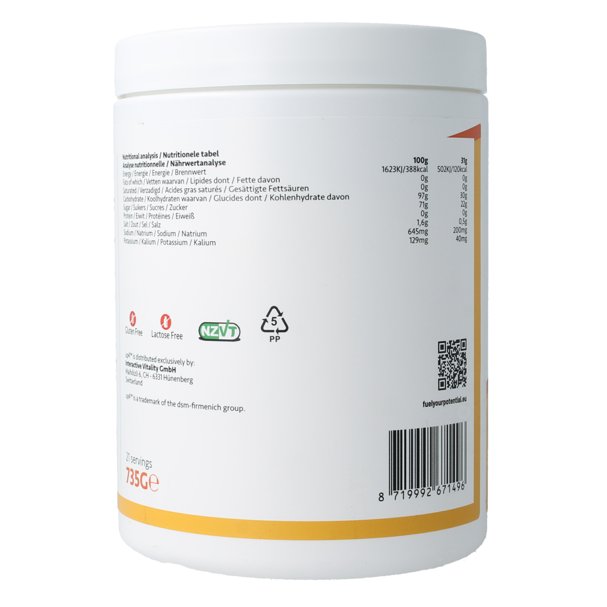 UP4 Isotonic drink poeder sinaasappel 735.00 Gram