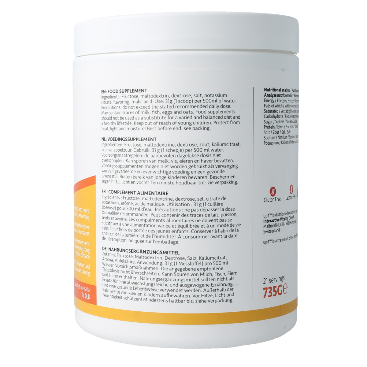 UP4 Isotonic drink poeder sinaasappel 735.00 Gram