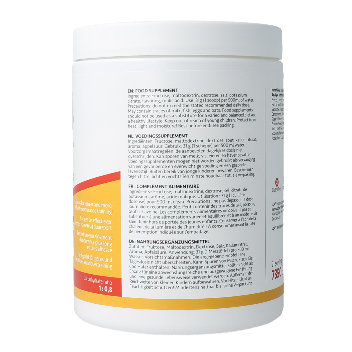 UP4 Isotonic drink poeder rode fruit 735.00 Gram