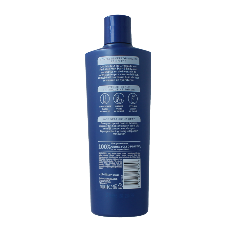 Andrelon Shampoo men hair & body 400 Milliliter