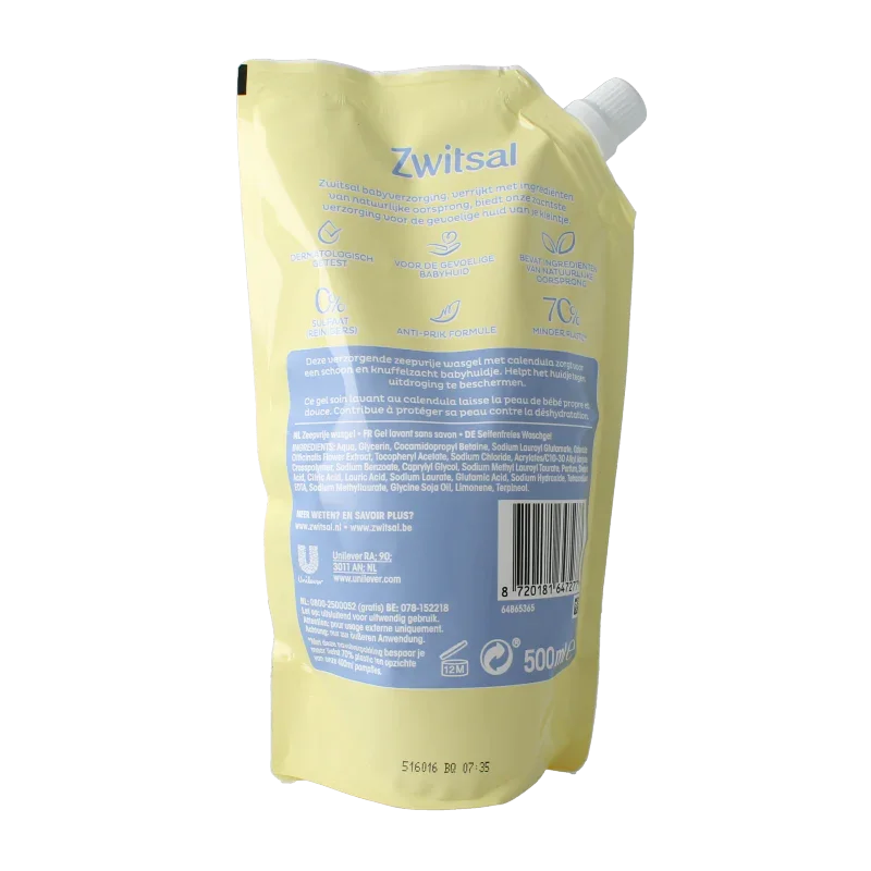 Zwitsal Zeepvrije wasgel navul 500 Milliliter