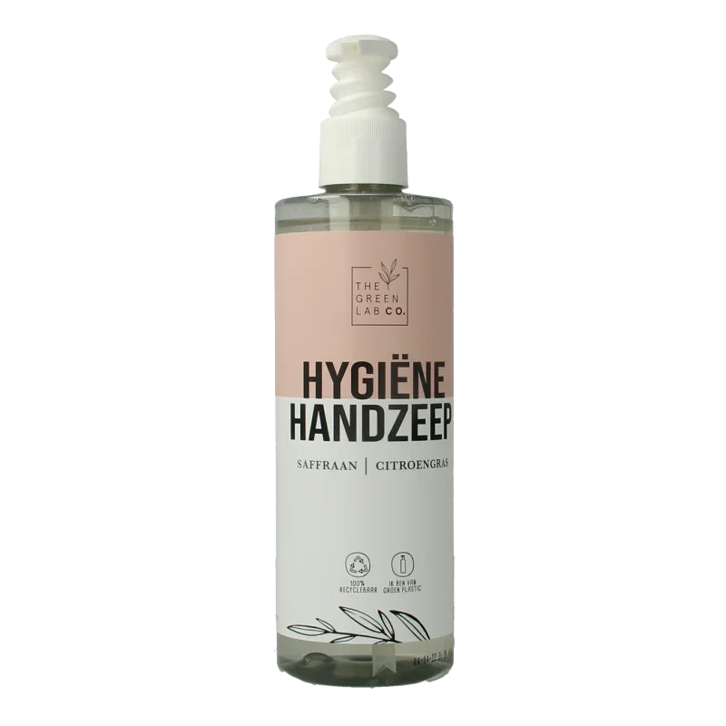 The Green Lab Co Handzeep vloeibaar saffraan & citroen met pomp 300 Milliliter