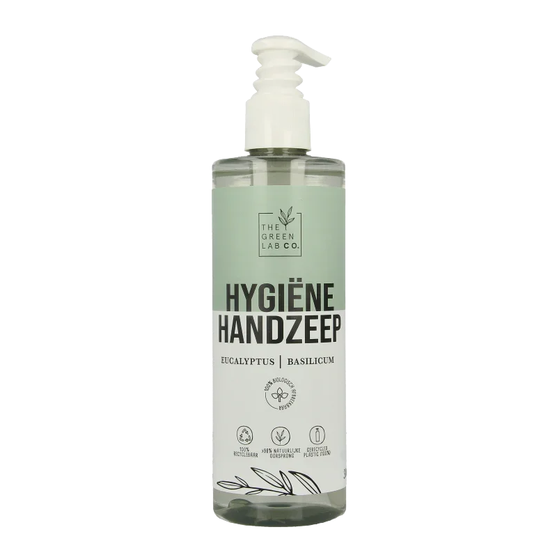 The Green Lab Co Handzeep vloeibaar eucalyptus & basilicum met pomp 300 Milliliter