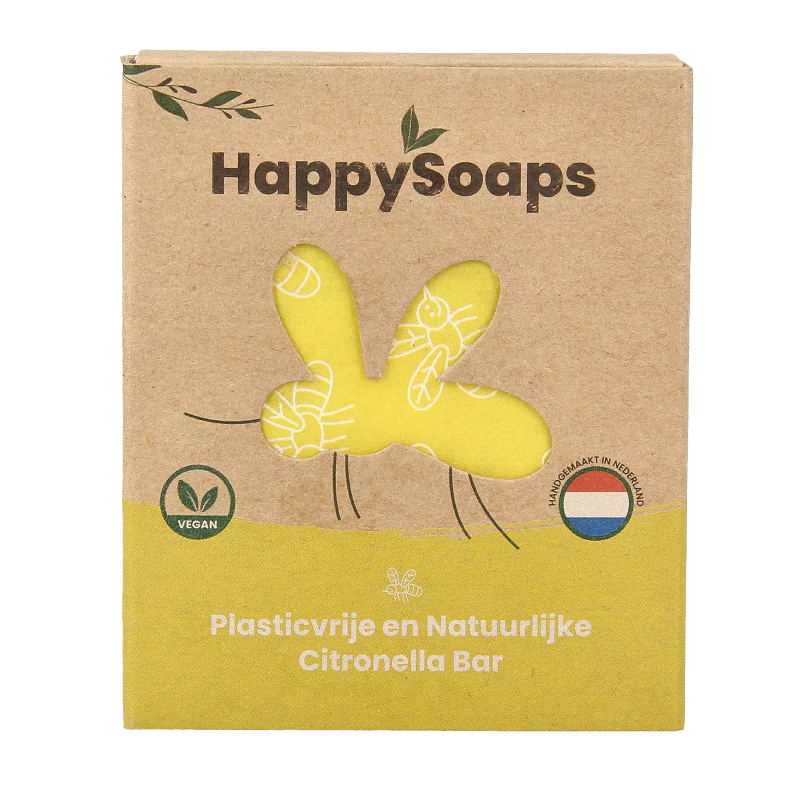 Happysoaps Anti insect bar citroen & krachtige munt 40 Gram