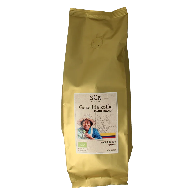 SUN Coffee Gezeilde koffiebonen dark roast bio 500 Gram