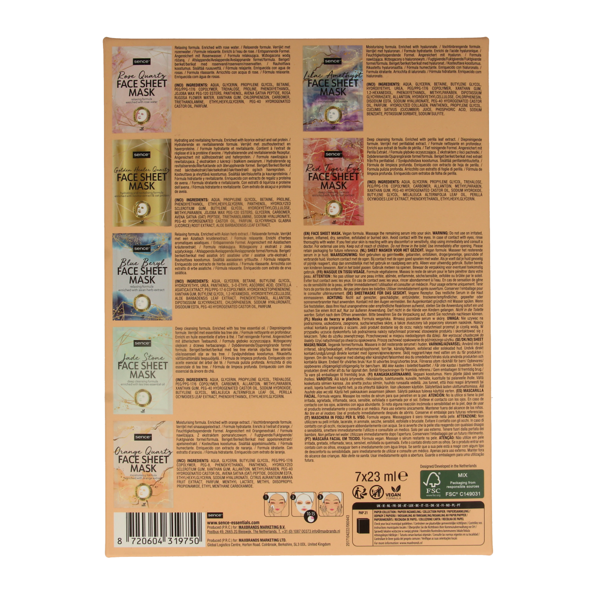 Sence Geschenkverpakking face sheet masker radiant boost 1.00 Stuks