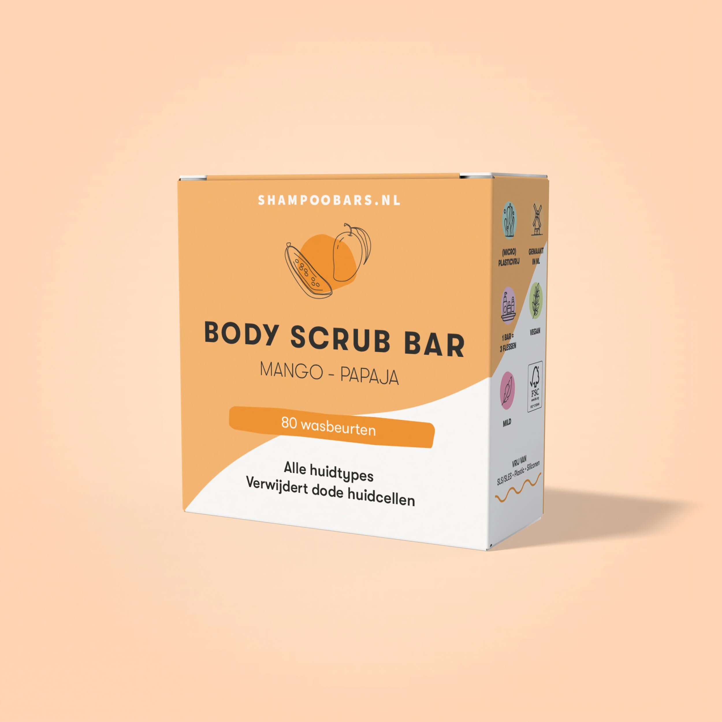 Shampoobars Body scrub bar mango & papaja 60 Gram