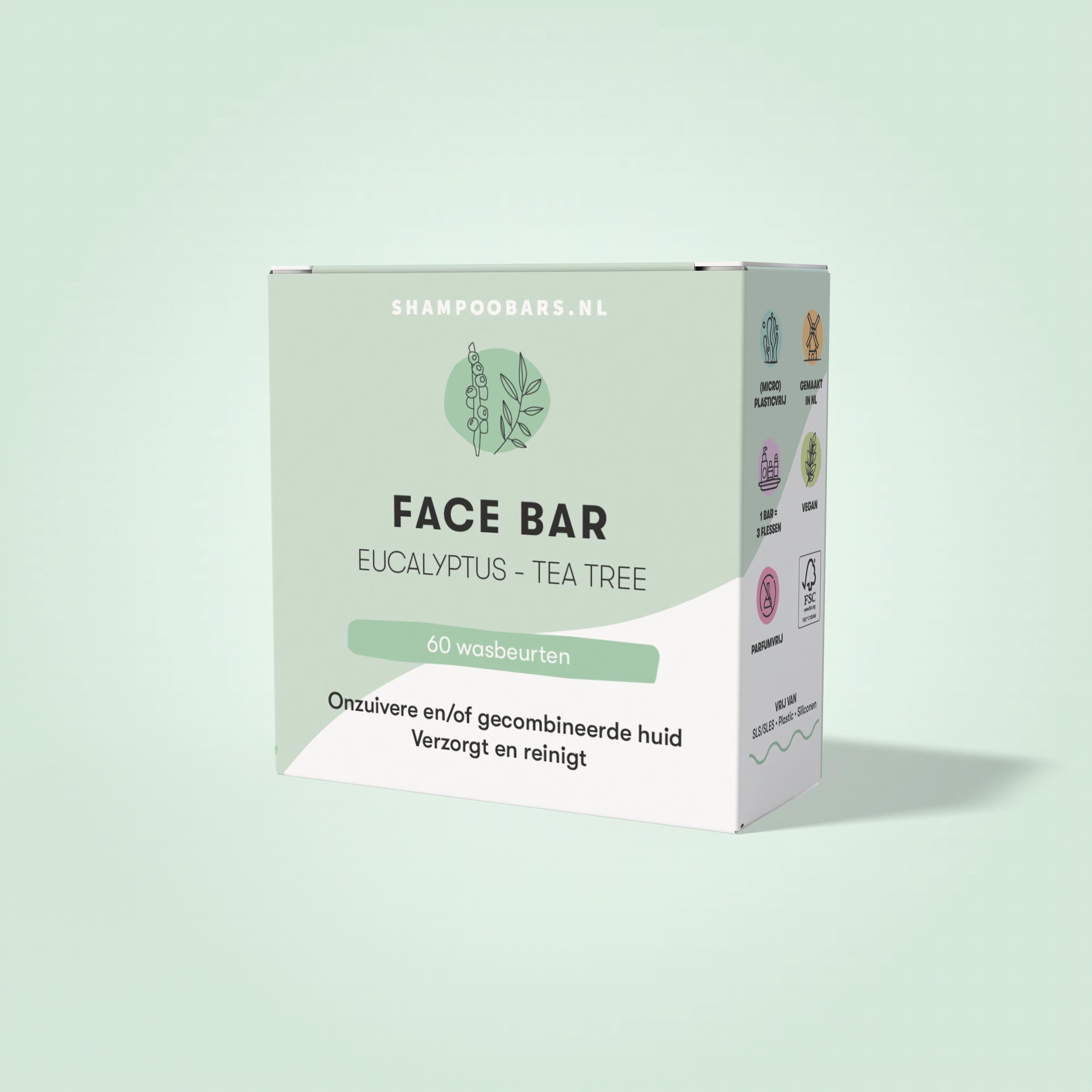Shampoobars Face bar eucalyptus & tea tree 60 Gram