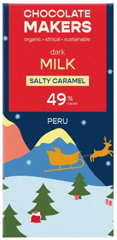 Chocolatemakers Kerstreep salty caramel bio 80 Gram