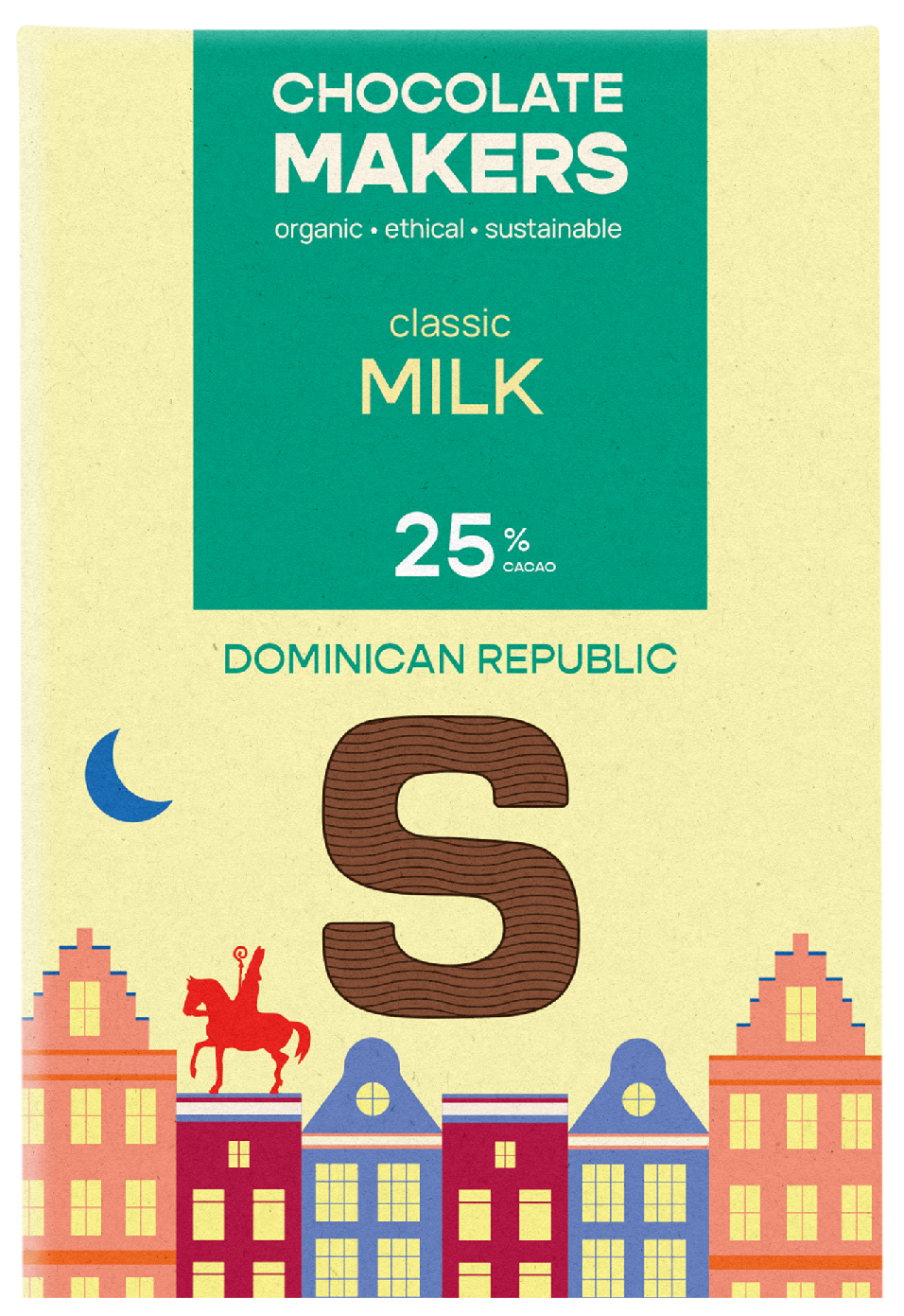 Chocolatemakers Sintletter melkchocolade 25% bio 100 Gram