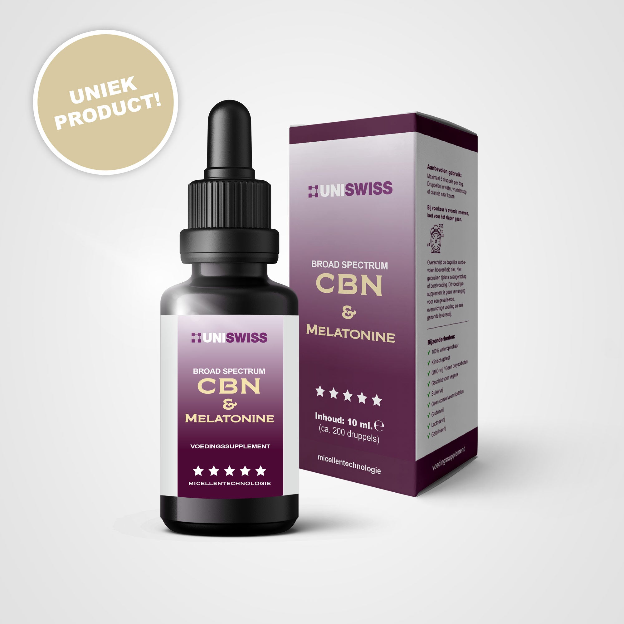 Uniswiss CBN broad spectrum & melatonine 10 Milliliter