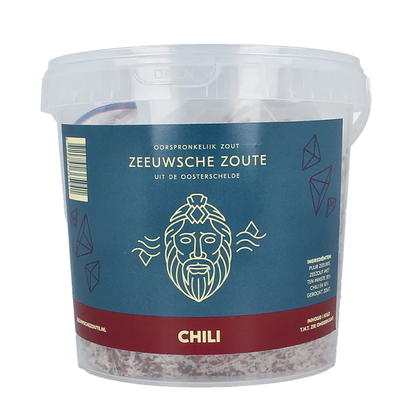 Zeeuwsche Zoute Zout met chili in emmer 1 Kilogram