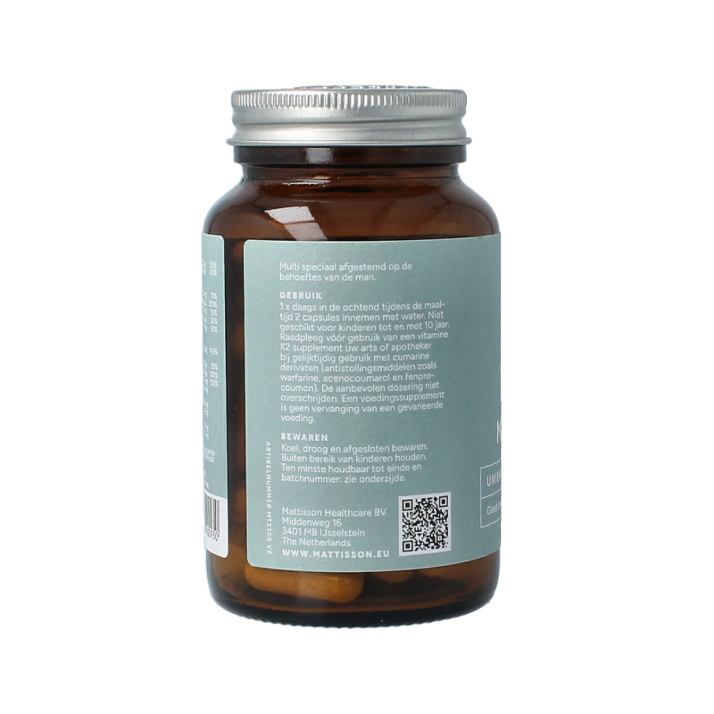 Mattisson Multi man vegan - goed opneembaar 60 Vegetarische capsules