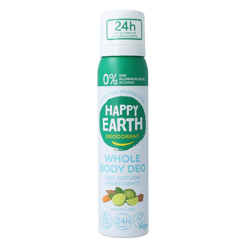 Happy Earth Deodorant bodyspray cedar lime 100 Milliliter