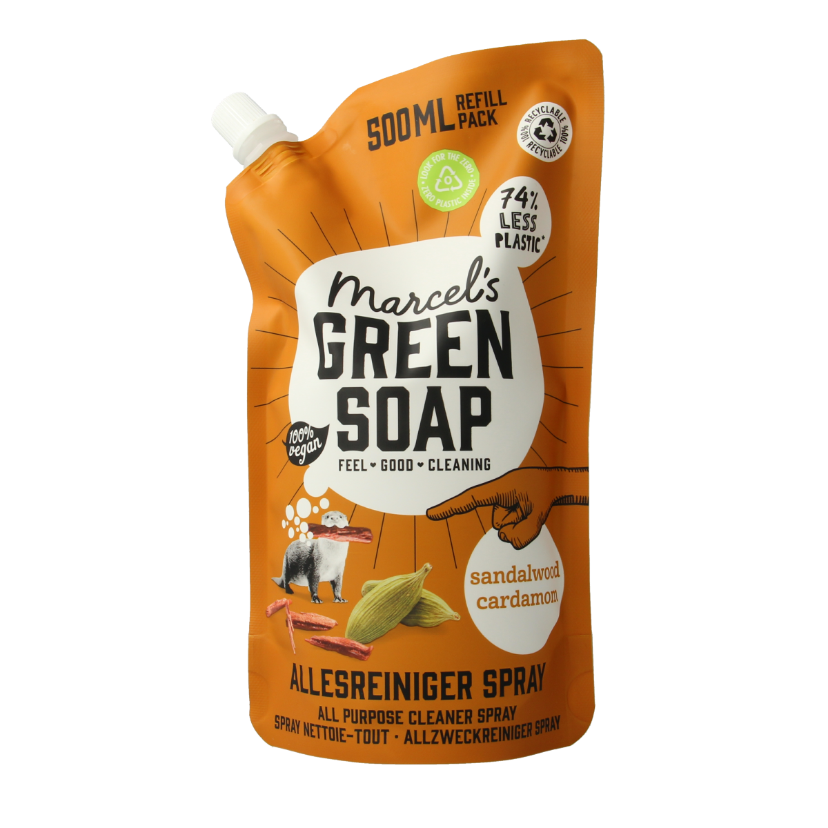 Marcel's Green Soap Allesreiniger spray sandelhout & kardemom navullin 500.00 Milliliter