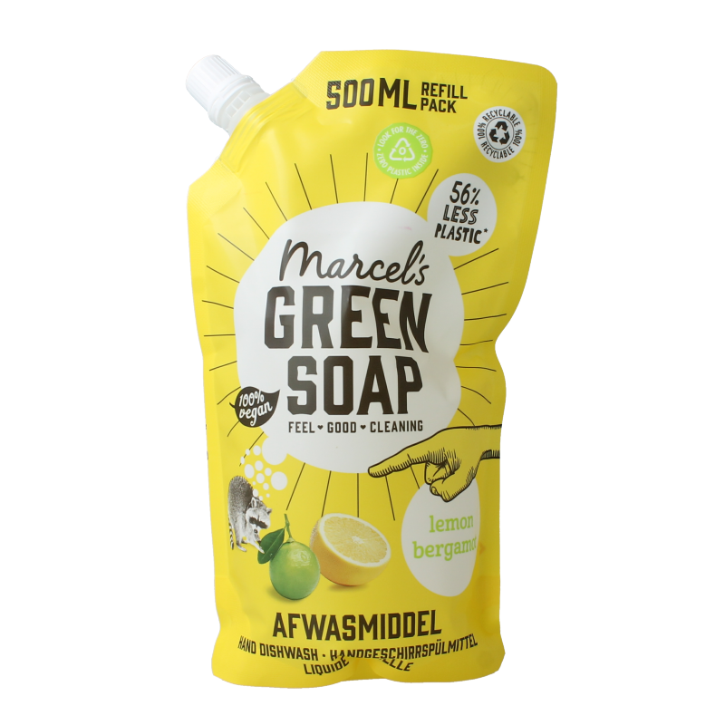 Marcel's Green Soap Afwasmiddel lemon & bergamot navulling 500 Milliliter