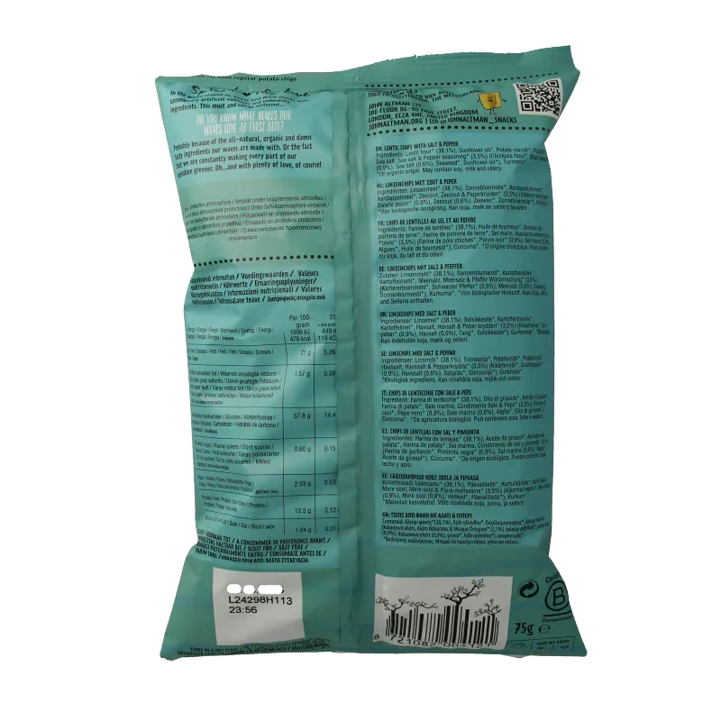 John Altman Linzen chips salt & pepper bio 75 Gram