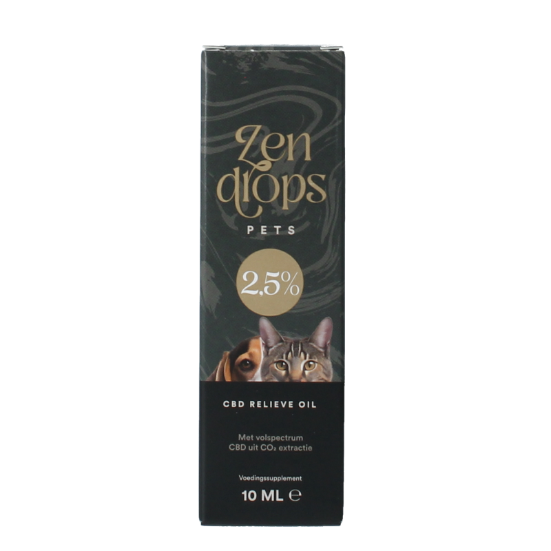 Zendrops CBD olie huisdieren 2.5% hond en kat 10 Milliliter