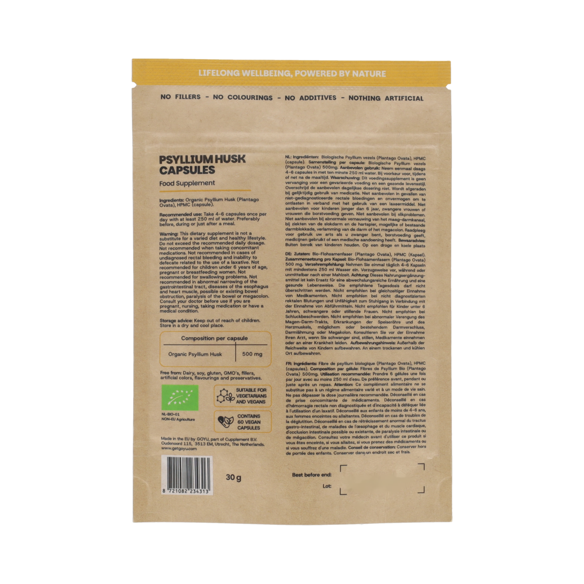 Goyu Psyllium husk vezels bio 60.00 Capsules