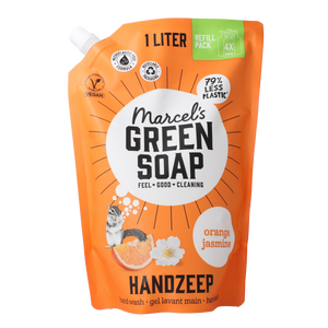 Marcel's Green Soap Hand Soap Orange & Jasmine Refill 1000 Milliliters