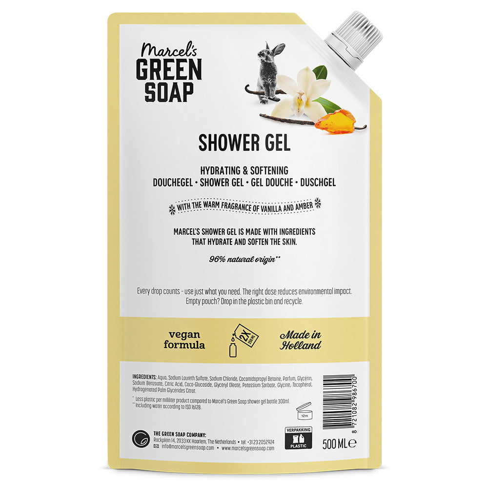 Marcel's Green Soap Shower Gel Vanilla & Amber Navulling 500.00 Milliliter