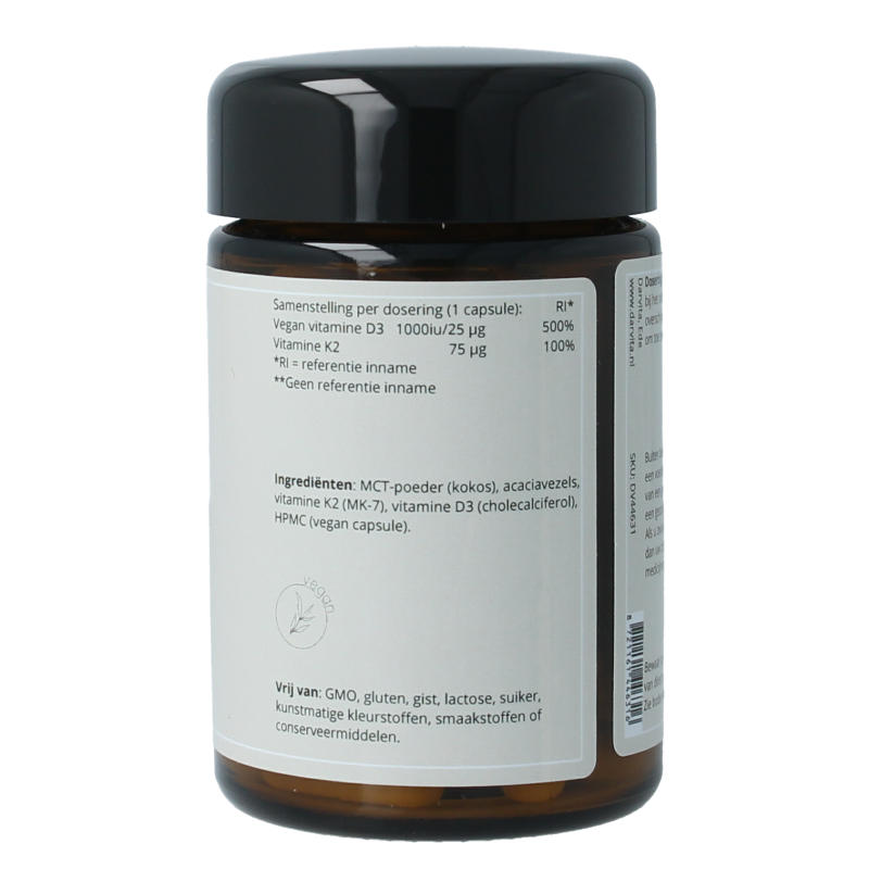 Darvita D3 & K2 1000 IU MCT-poeder (kokos) 60 Vegetarische capsules