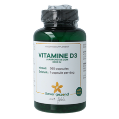 Liever Gezond Vitamine D3 75 mcg jaarrond levenslicht 365.00 Softgels