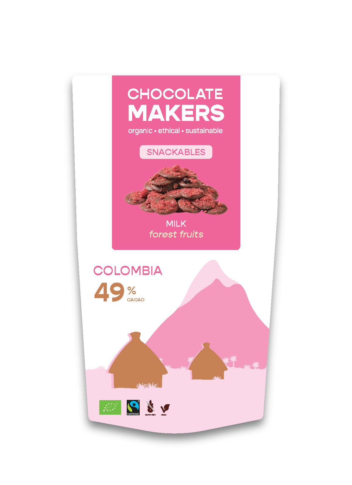 Chocolatemakers Snackable melk 49% met bosvruchten bio 100 Gram