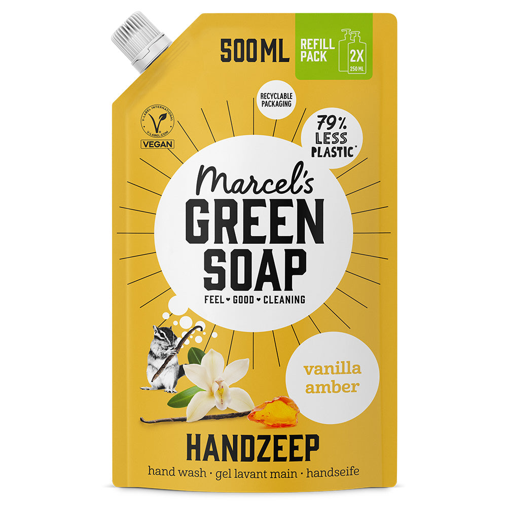 Marcel's Green Soap Handzeep Vanille & Amber Navulling 500.00 Milliliter