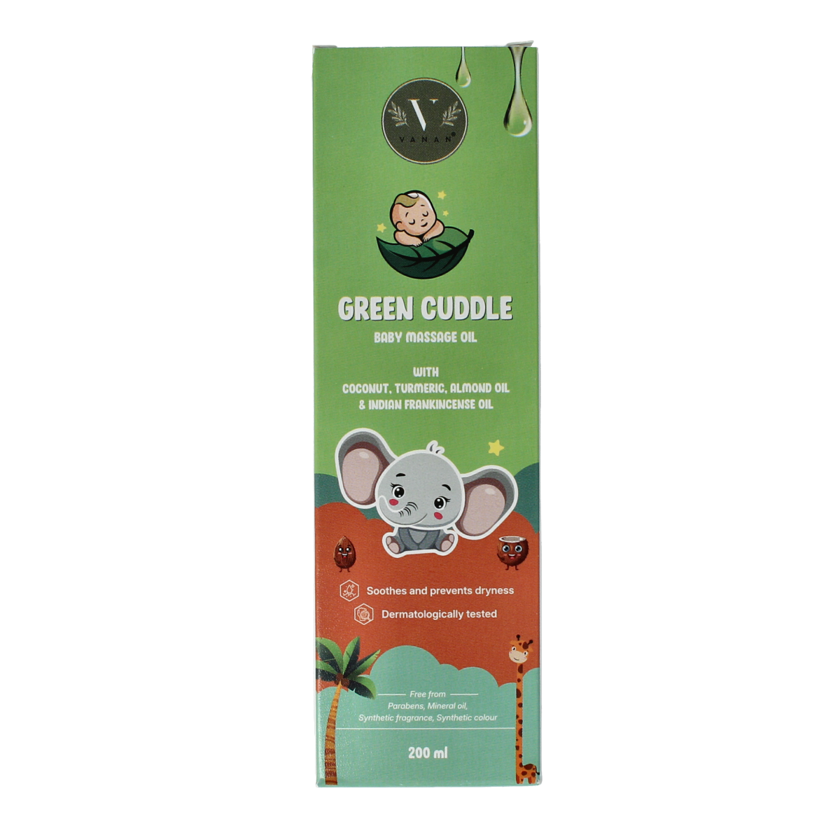 Vanan Green cuddle baby massageolie 200.00 Milliliter