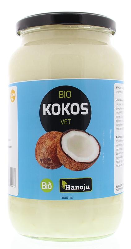 Hanoju Kokosolie geurloos glasfles bio 1.00 Liter