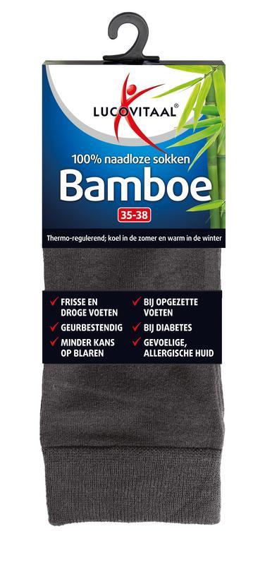 Lucovitaal Bamboe sok lang antraciet  maat 35-38 1 Paar