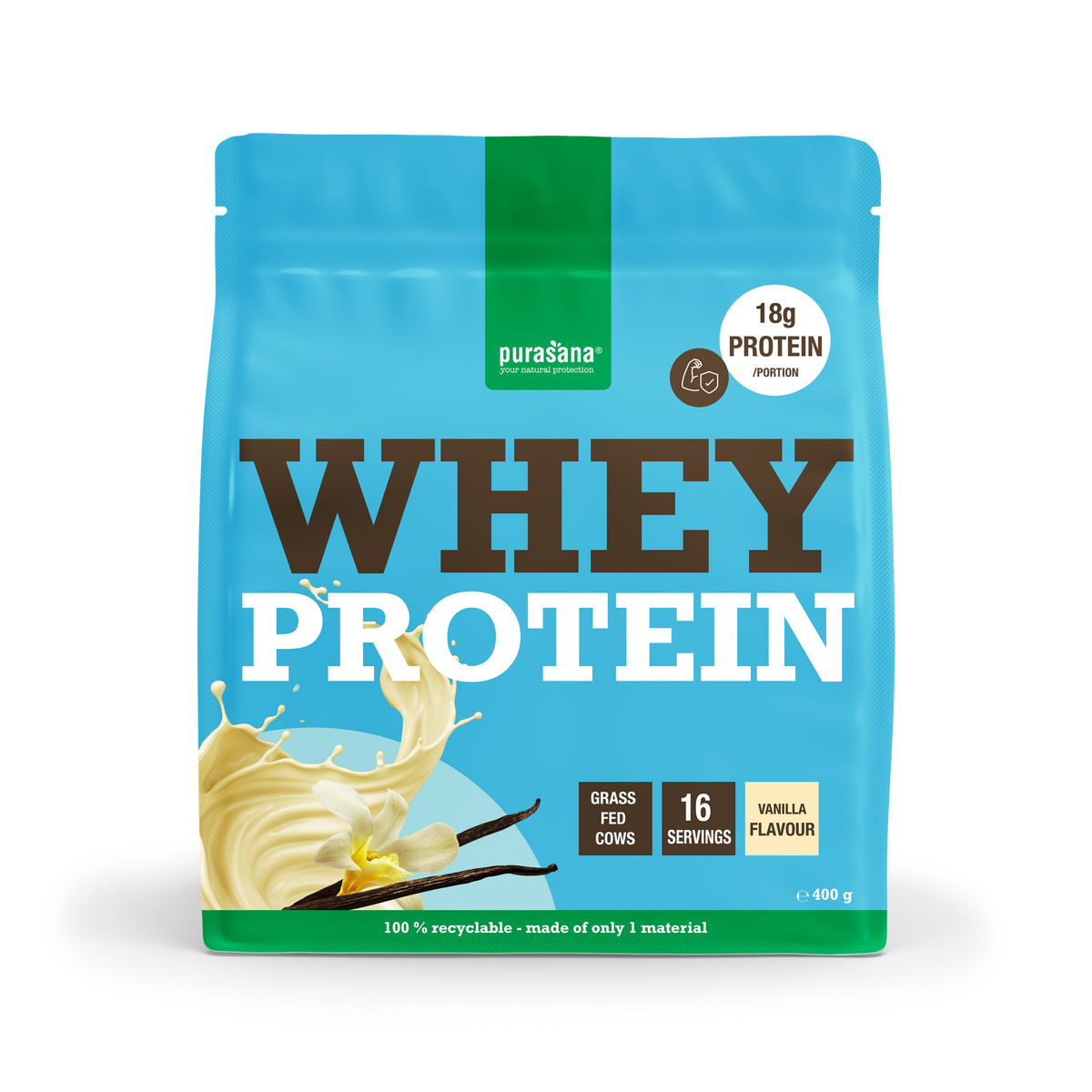Purasana Whey proteine vanille 400.00 Gram