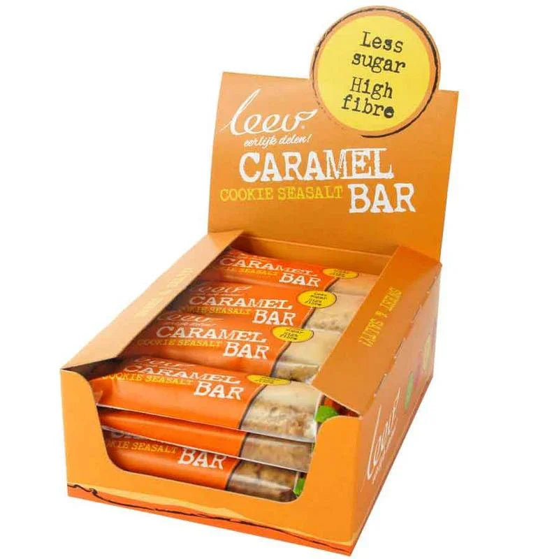 Leev Bio cookiebar karamel-zeezout & granen 35 gram 16 Stuks