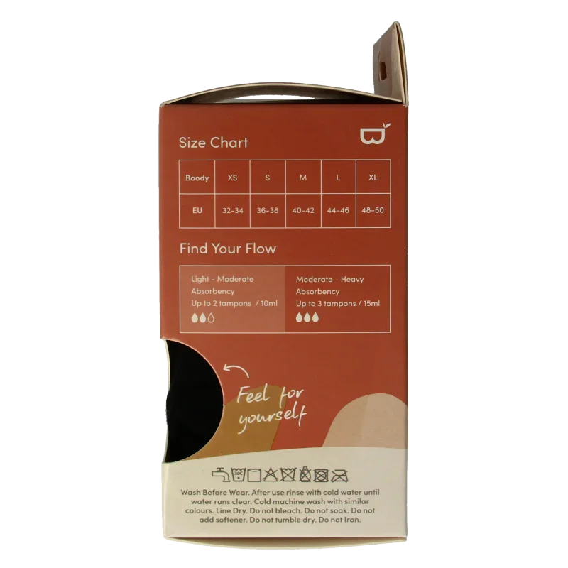 Boody  Menstruatieondergoed tailleslip zwart licht/norm M 1 Stuks