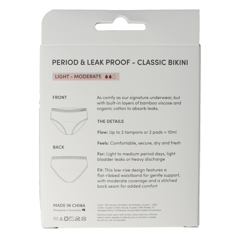 Boody  Menstruatieondergoed bikinislip zwart licht M 1 Stuks