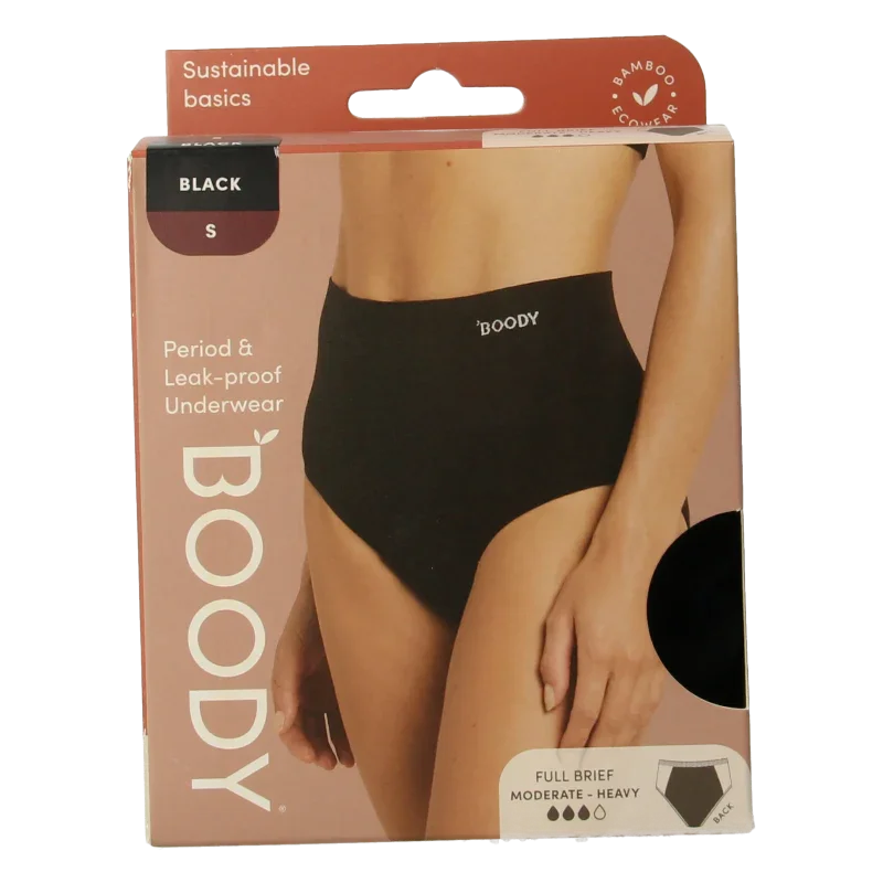Boody  Menstruatieondergoed bikinislip zwart lich/norm S 1 Stuks