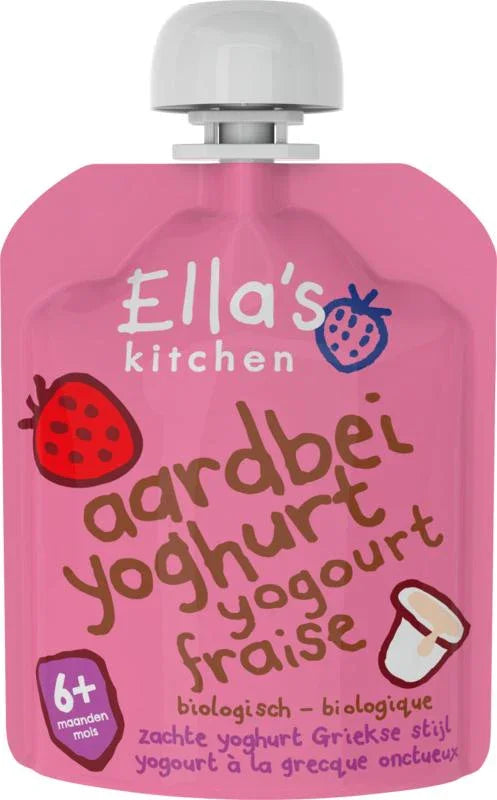 Ella's Kitchen Aardbei yoghurt griekse stijl 6+ maanden bio 90 Gram