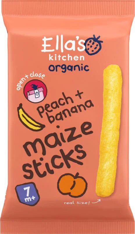 Ella's Kitchen Maize sticks peach banana 7+ maanden bio 16 Gram