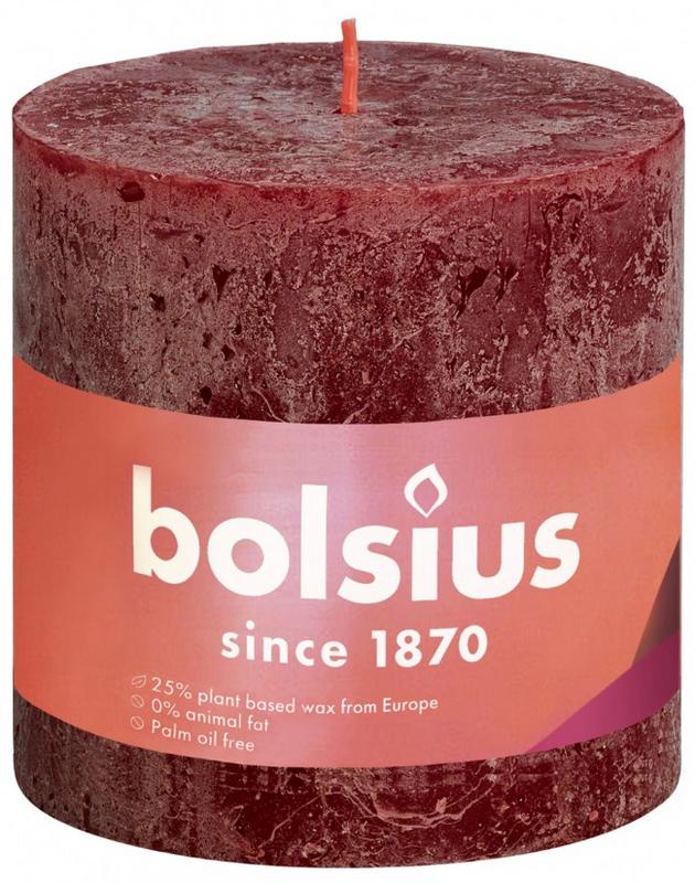 Bolsius Rustiekkaars shine 100/100 velvet red 1 Stuks