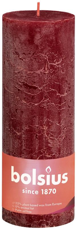 Bolsius Rustiekkaars shine 190/68 velvet red 1 Stuks