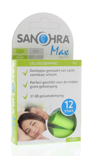 Sanohra Earplugs foam noise max regular adult 6 pairs