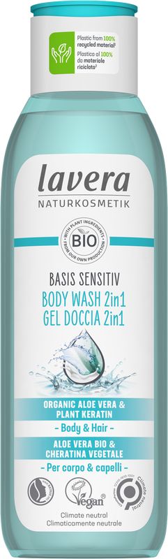 Lavera Basis Sensitiv douchegel/body wash 2-in-1 250 Milliliter