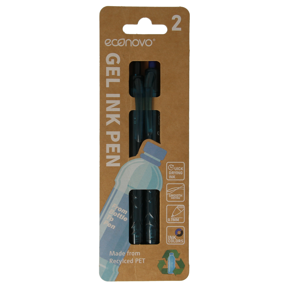Econovo Gelpennen 0,7mm blauw/zwart 2.00 Stuks