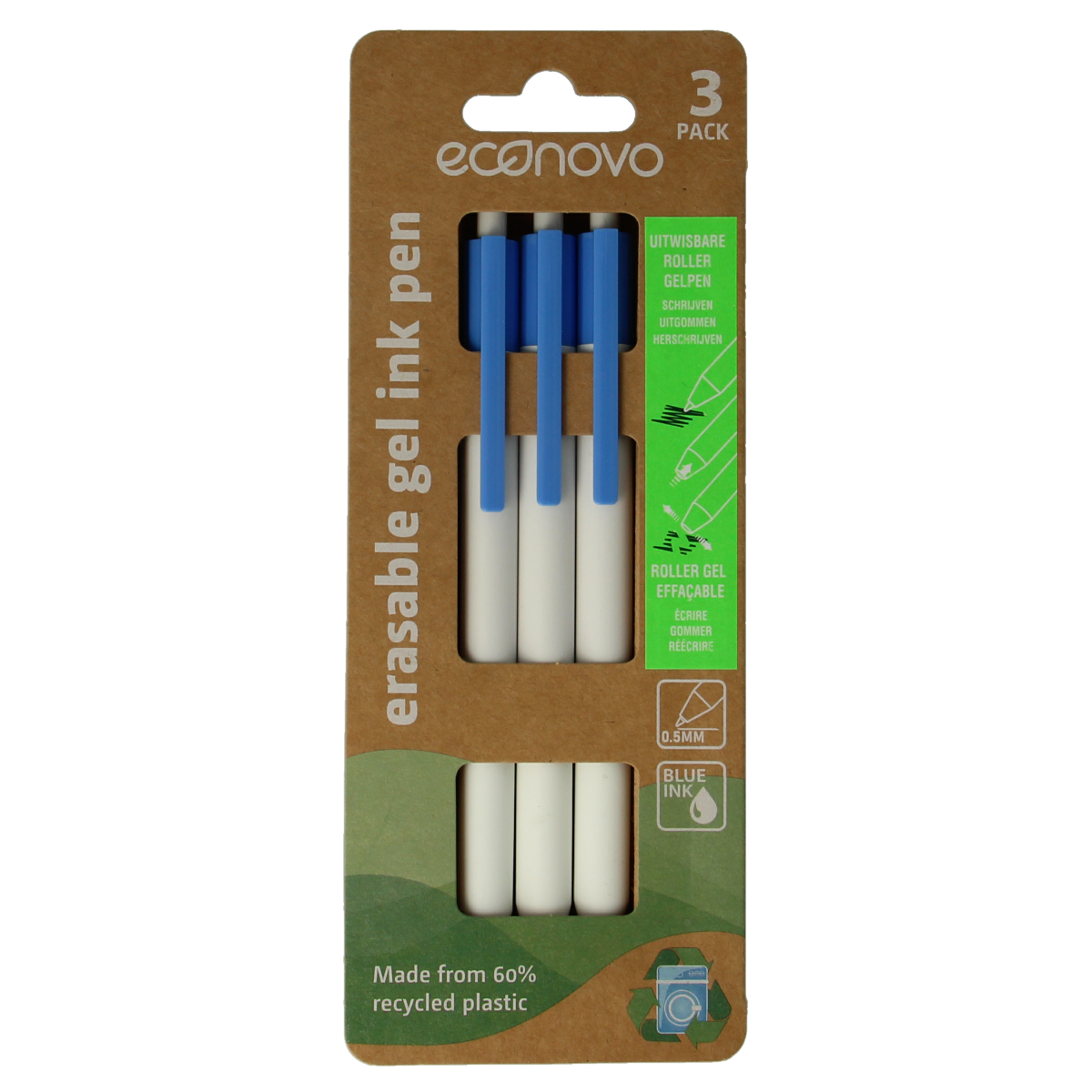 Econovo Gelpennen uitwisbaar blauw 3.00 Stuks