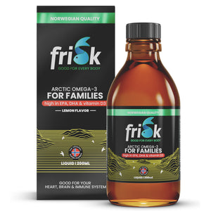 Frisk Omega 3 famiglia limone – olio di pesce con DHA & D3 200 Millilitri