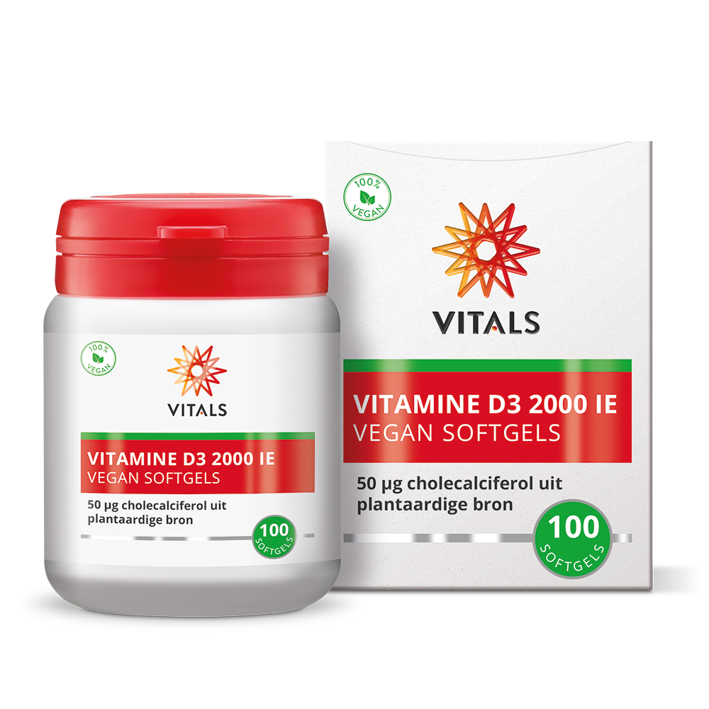 Vitals Vitamine D3 2000 ie Vegan Softgels 100.00 Softgels